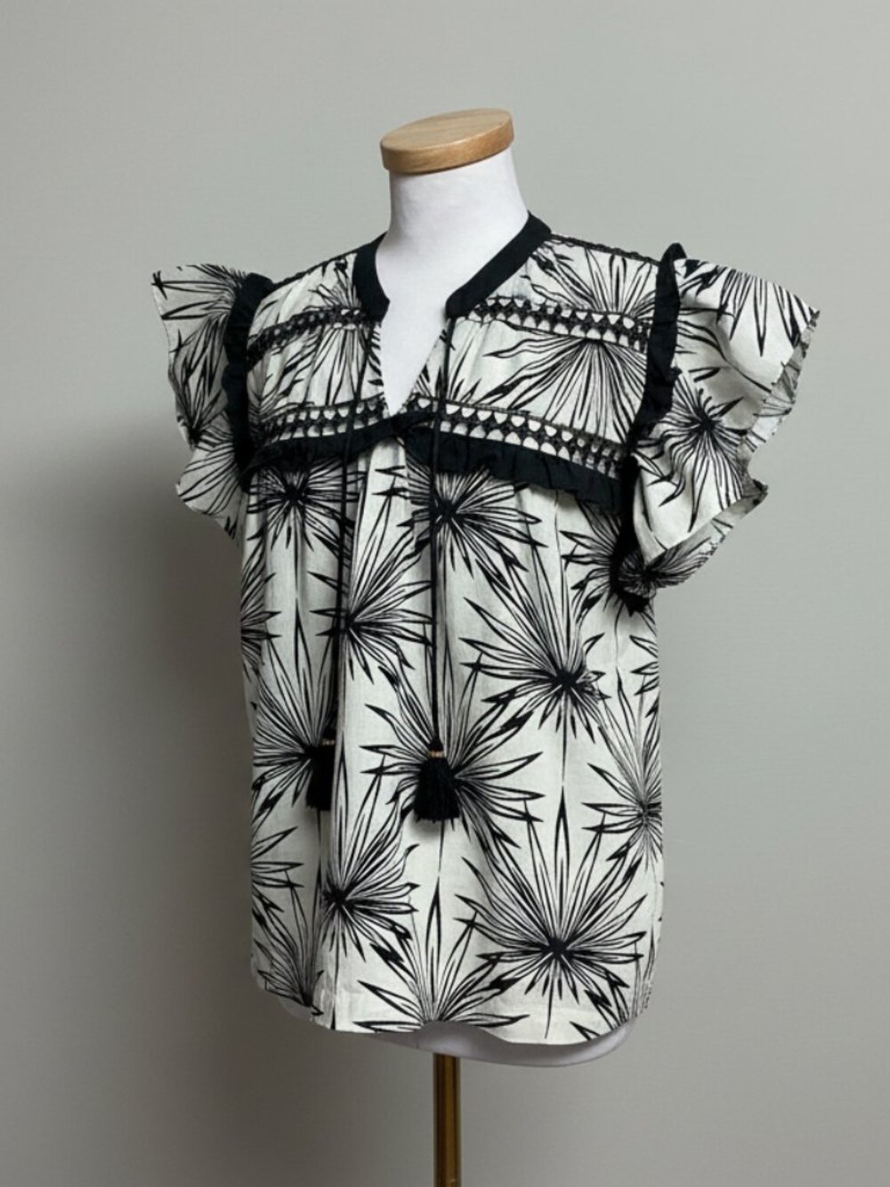 Ollari pale blue & navy blouse, size S